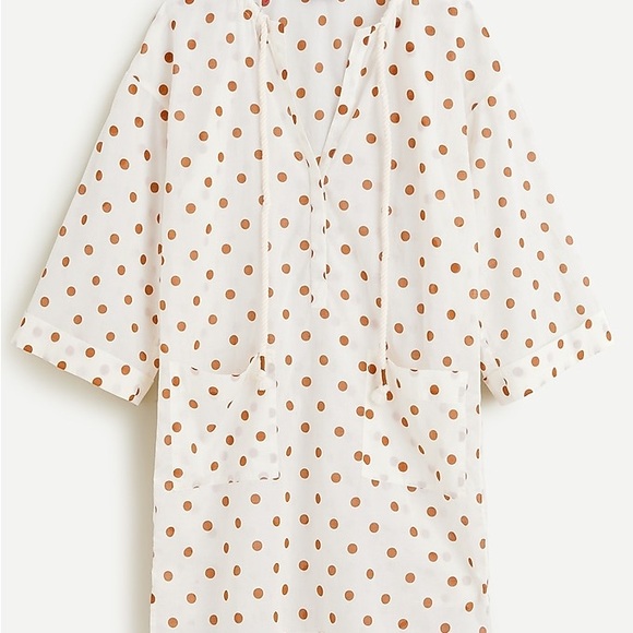 J. Crew Other - J.Crew Cotton voile V-neck beach tunic in pecan dot